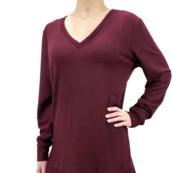 NWT Lucky Brand Cloud Jersey V-Neck Tunic in Wine - Picture 9 of 9